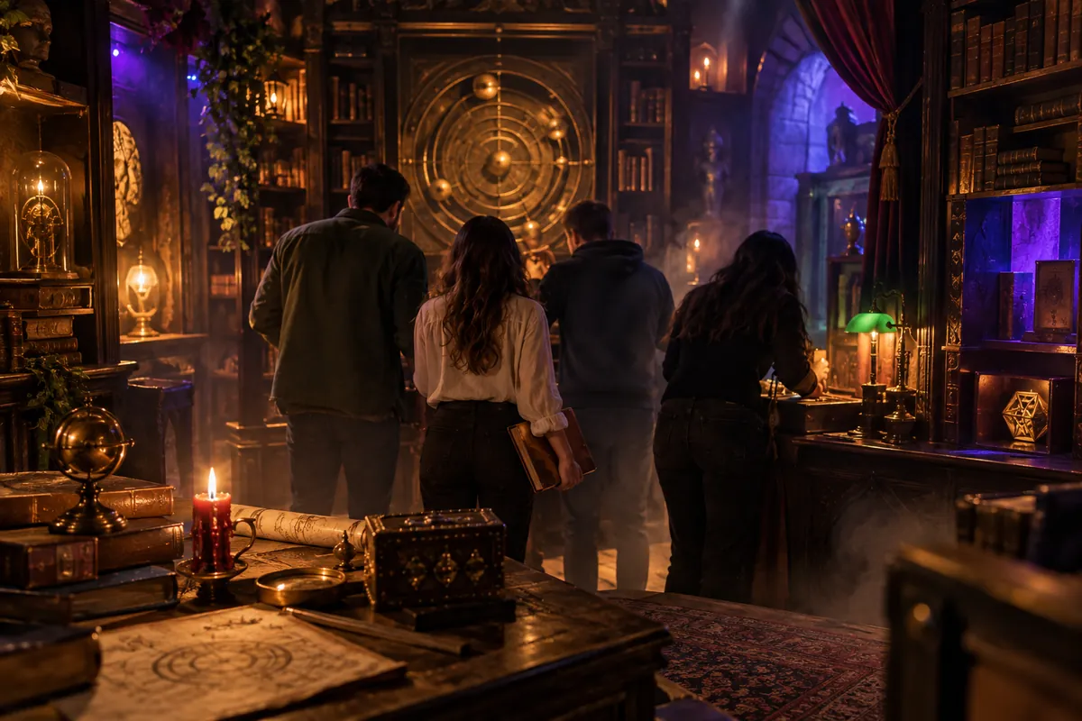 Décor immersif moderne montrant l’évolution et l’histoire de l’escape game