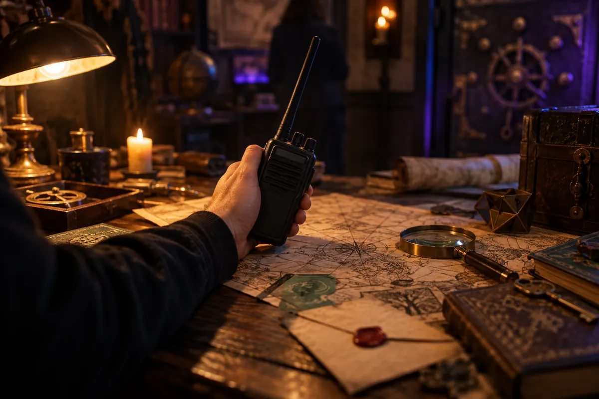 Talkie-walkie pour demander des indices en escape game au maître du jeu