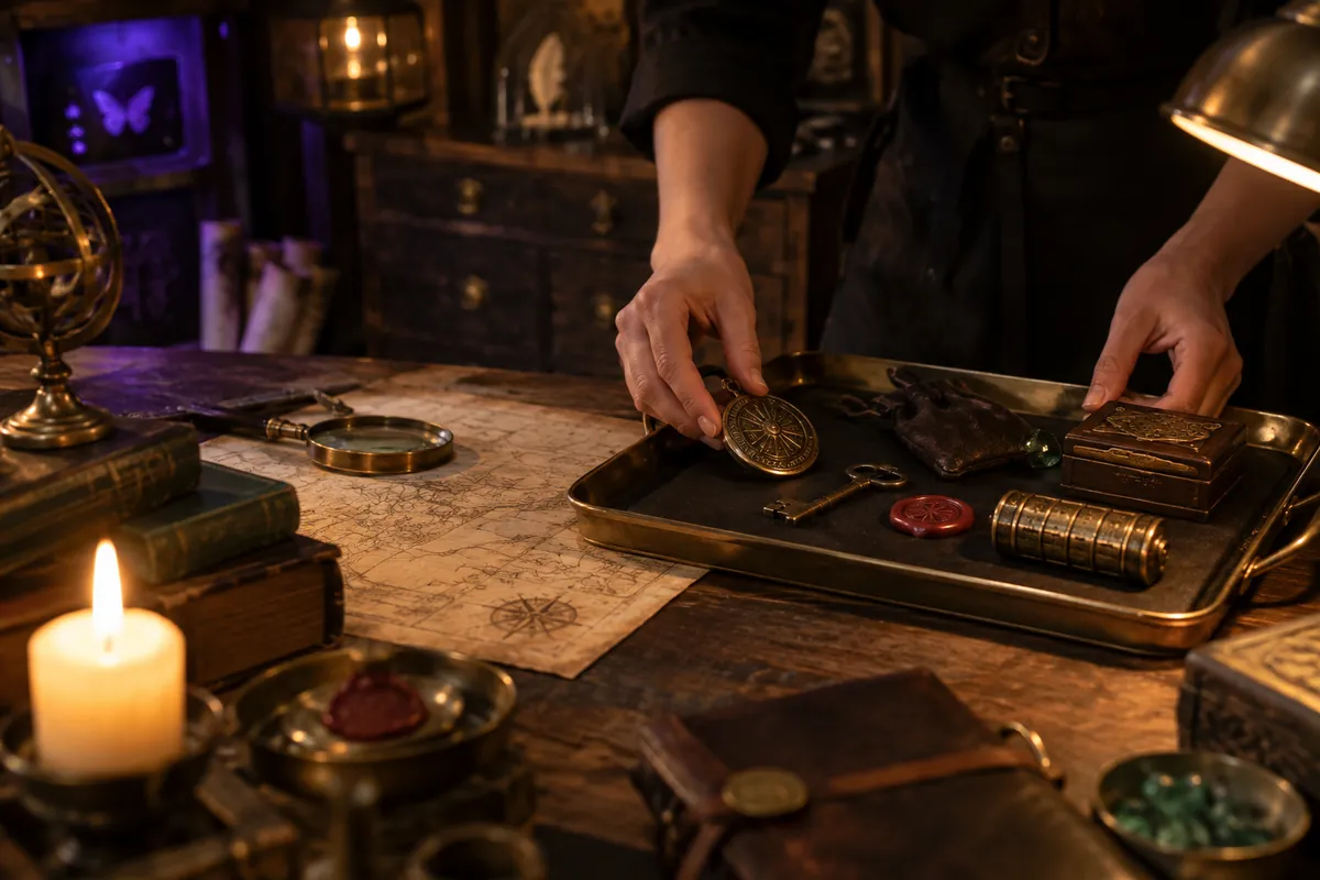 Plateau d’objets utilisés, tâche de l’archiviste parmi les rôles dans l’équipe
